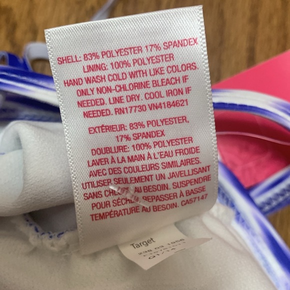 Xhilaration Blue and White Fringe Bikini Top Adjustable Straps Size L NWT - Picture 6 of 6